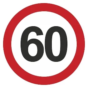 Печатная наклейка - «60» в красном круге, ограничение скорости, для авто