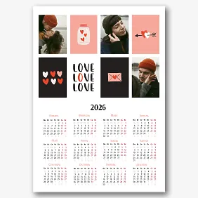 Шаблон настенного календаря для влюбленных