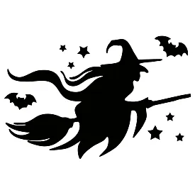 Виниловая наклейка – Ведьма на метле и летучие мыши 🧹🦇