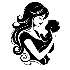 Вінілова наклейка — Молода мама з немовлям, милий силует