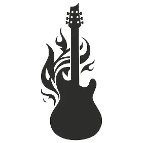 Виниловая наклейка на авто — Гитара с пламенем