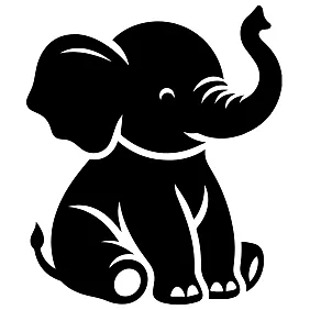 Виниловая наклейка - Слоник ребенок с хоботом, который играет