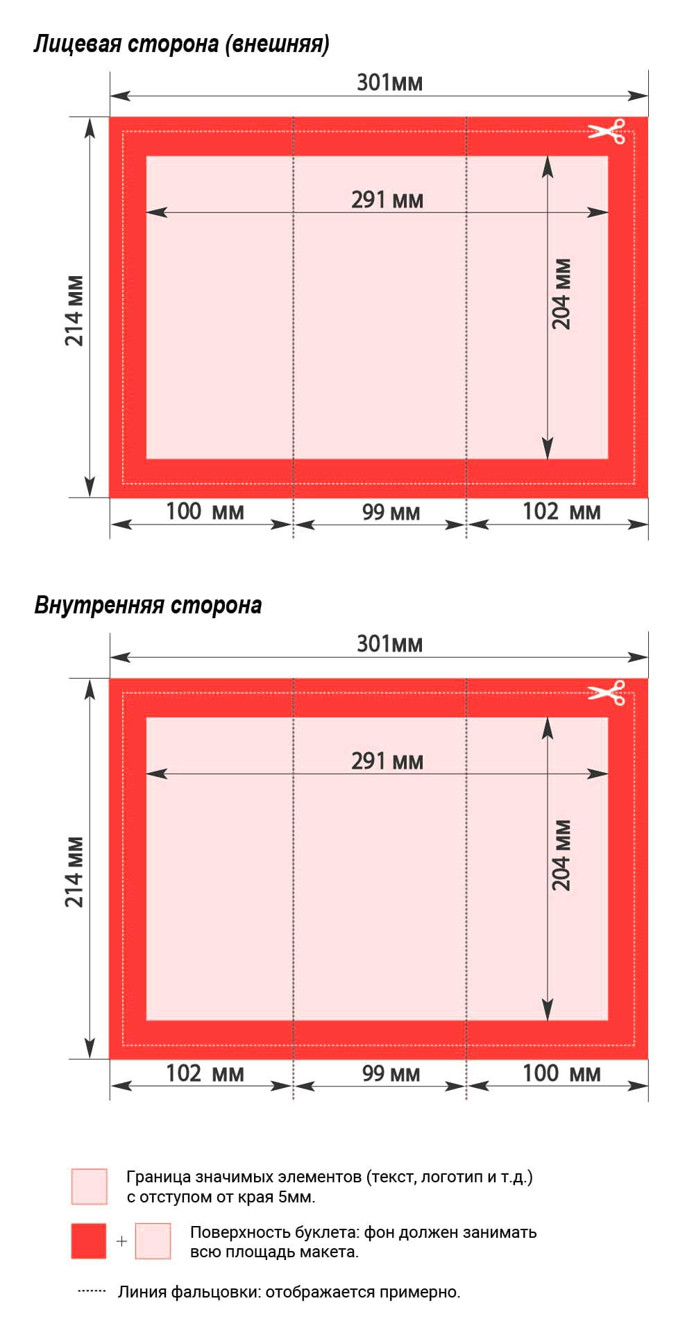 Требования к макетам буклетов с двумя фальцами