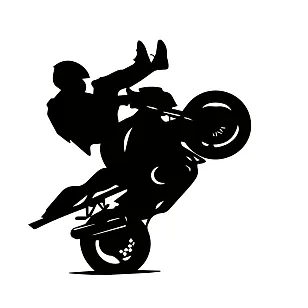 Плоттерная наклейка - «Biker Stunt», байкер на козла с ногами вперед