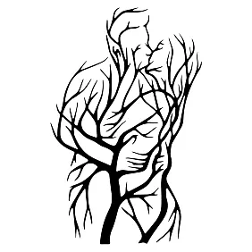 Вінілова наклейка — Романтична пара в обіймах, дерево кохання