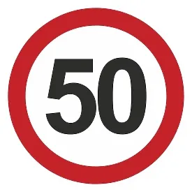 Печатная наклейка - «50» в красном круге, ограничение скорости, для авто