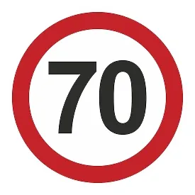 Печатная наклейка - «70» в красном круге, ограничение скорости, для авто