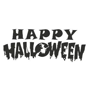 Виниловая наклейка – Happy Halloween со шрифтом и ведьмой 🎃🧙‍♀️