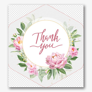 Бесплатный шаблон нежной цветочной наклейки "Спасибо"