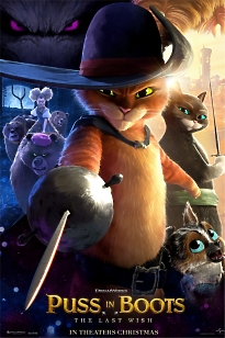 Купить яркий постер мультфильма "Кот в сапогах 2: Последнее желание" с Антонио Бандерасом