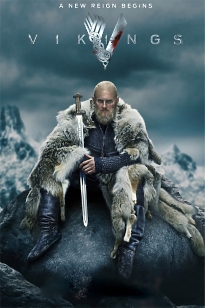 Постер кіносеріалу "Вікінги: Вальгалла" - Бйорн I Залізнобокий з мечом на вогняній горі