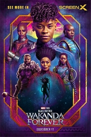 Яркий фиолетовый постер "Черная пантера: Ваканда навсегда" от Marvel со всеми актерами