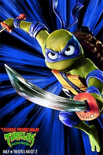 Купить крутой яркий постер из мультфильма "Teenage Mutant Ninja Turtles: Mutant Mayhem" с Леонардо - Черепашки-ниндзя на постере