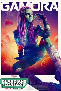 Купить яркий кино постер с Гаморой из "Стражей галактики" от Marvel Comics