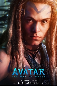 Постер кіносеріалу "Avatar: Шлях води" - Джек Чемпіон у крупному плані.