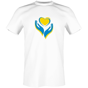 Патріотичний український принт на футболку - Україна, руки, серце