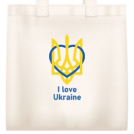 Экосумка с патриотическим принтом "I Love Ukraine" с гербом