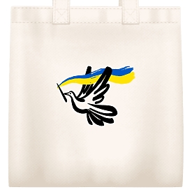 Патриотический шоппер с голубем, несущий флаг Украины